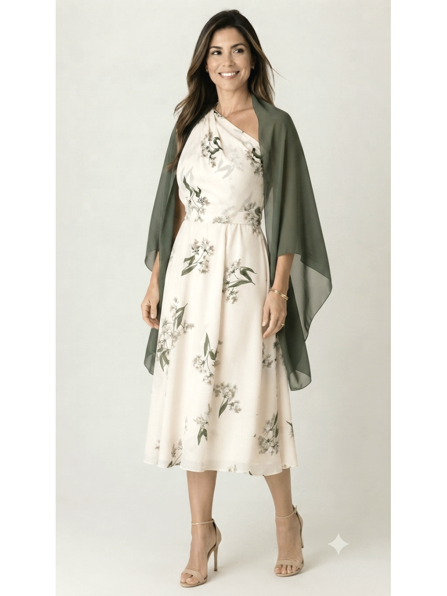 Vestido Midi floral  * echarpe proporcional * 