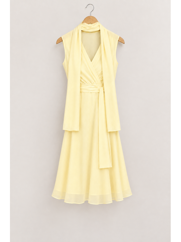 VESTIDO LONGUETE  COM ECHARPE CÓDIGO 00039