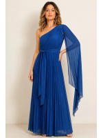 VESTIDO LONGO PLISSE  UM OMBRO  ESVOAÇANTE  0002.24