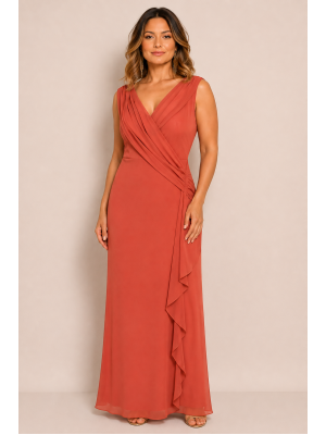 VESTIDO LONGO  DRAPEADO LATERAL  CÓDIGO 0004.24 