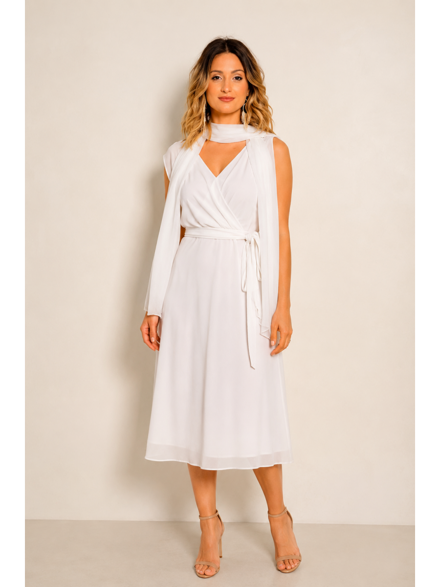 VESTIDO LONGUETE  COM ECHARPE CÓDIGO 0039