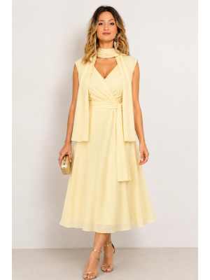 VESTIDO LONGUETE  COM ECHARPE CÓDIGO 00039