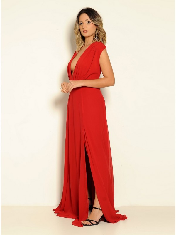 VESTIDO LONGO DECOTE "V"CÓDIGO 06