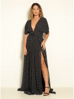 VESTIDO LONGO MULTIFORMA POÁ PRETO CÓDIGO 015 