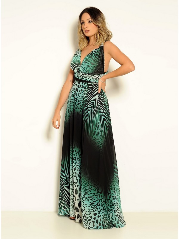 VESTIDO LONGO MULTIFORMA VERDE CÓDIGO 22/17 