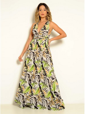 VESTIDO CÓDIGO ESTAMPA VERDE FLORAL 020