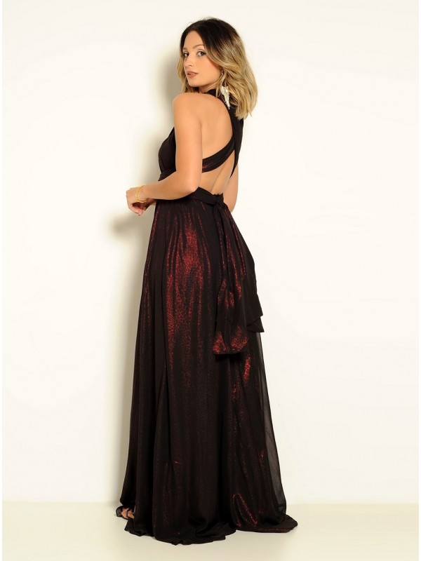 VESTIDO LONGO MULTIFORMA COM BRILHO CÓDIGO 018 