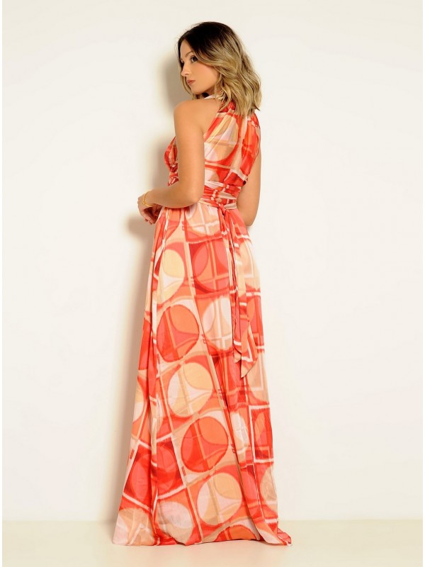 VESTIDO LONGO ESTAMPA CORAL CÓDIGO 020