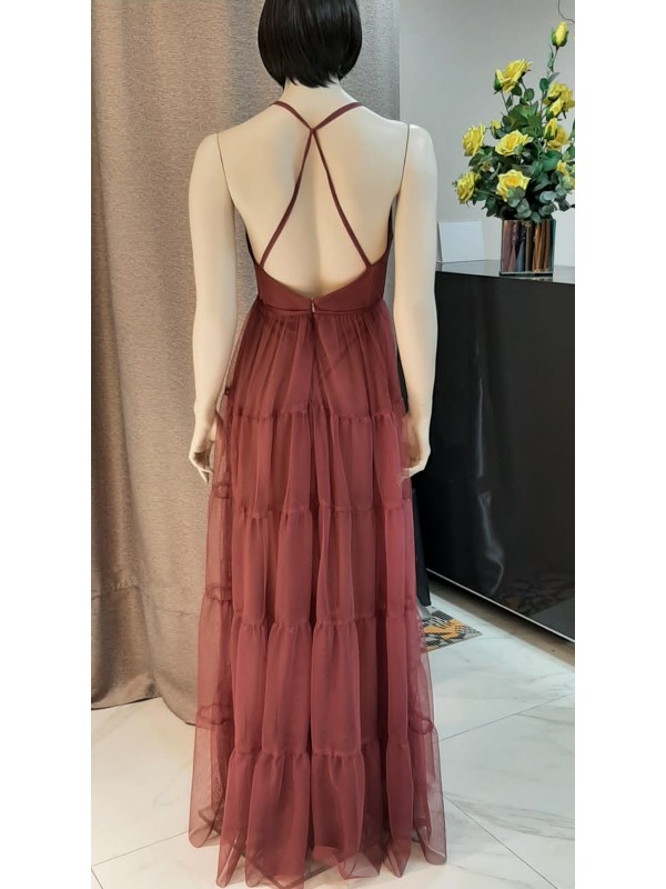 vestido tullle longo