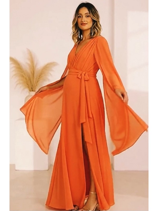 VESTIDO LONGO GESTANTE  MANGA CAPA CÓDIGO 028  